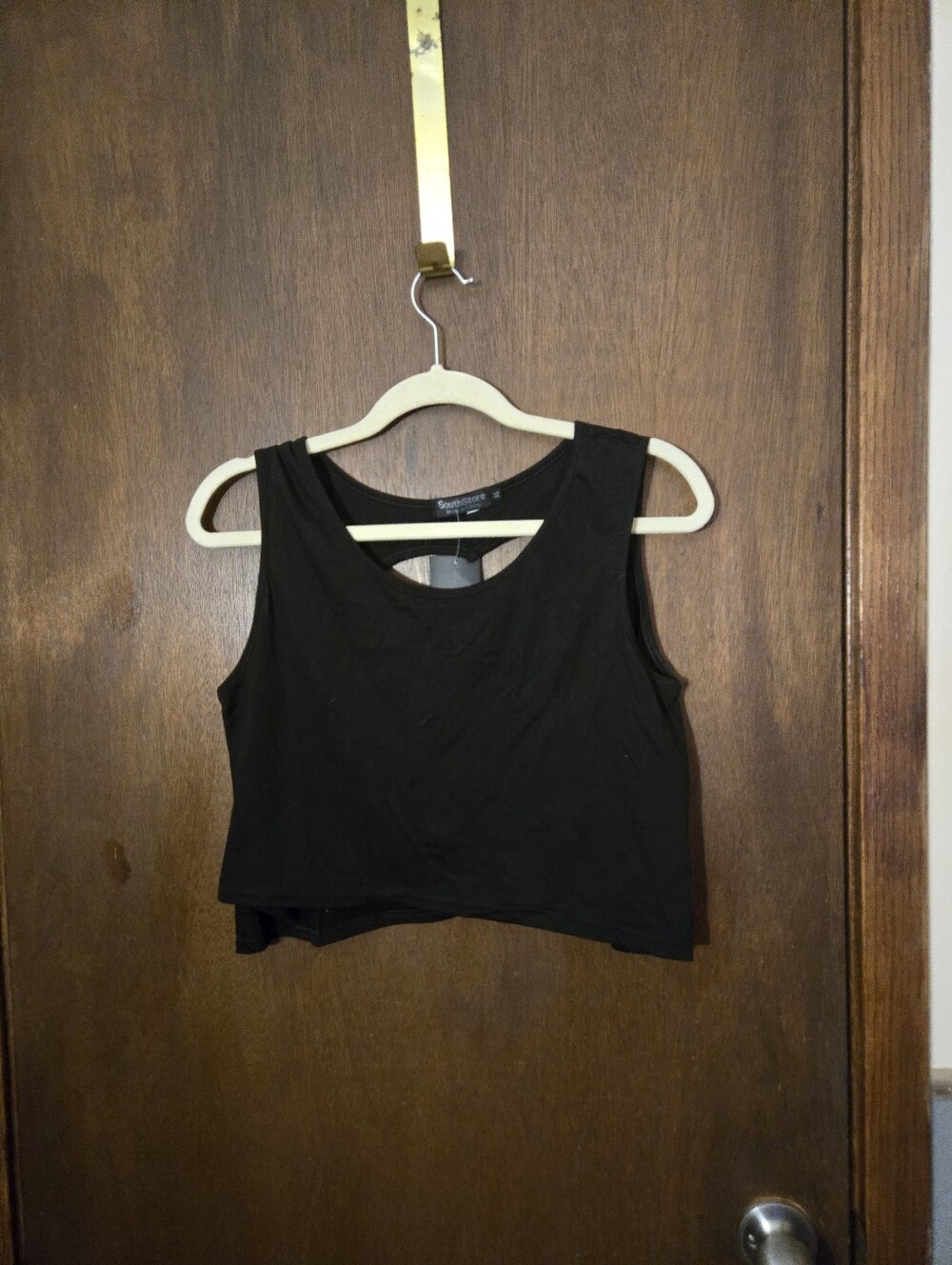 Express Black Cropped Tank Top Xl Heart Cutout In Back